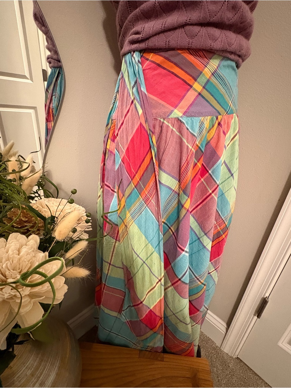 Ralph Lauren Handwoven Madras Cotton Wrap Maxi Skirt Convertible Dress - Picture 10 of 12